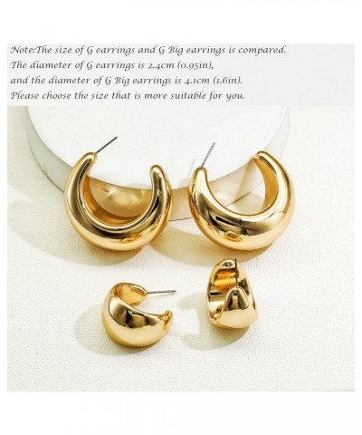 Chunky Gold Hoop Earrings for Women, 14K Gold Plated Hoop Earrings Lightweight Stainless Steel Hollow Open Hoops Hypoallergen...