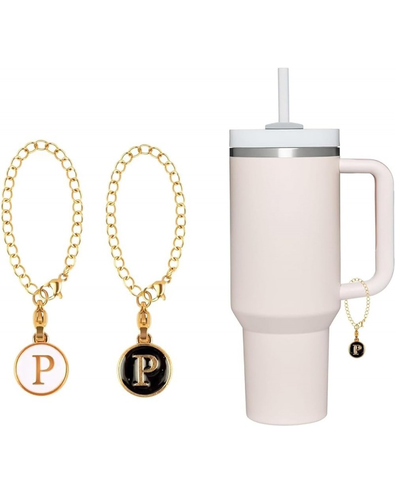 2Pcs Personalized Letter Charm for Stanley Simple Modern Tumbler 40oz with Handle ID Plate Initial Letter Chain Gift for Wome...