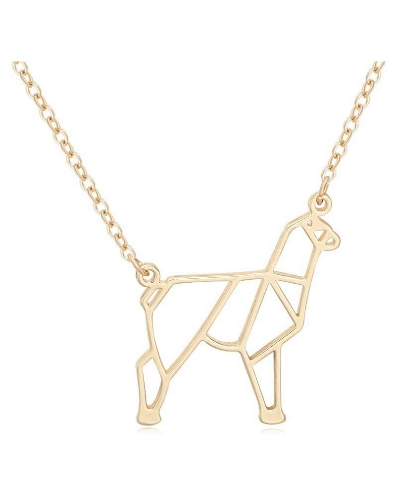 Fashion Geometric Sheep Necklace Cut Out Hollow Alpaca Pendant Animal Jewelry gold $10.94 Necklaces