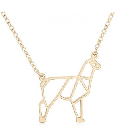 Fashion Geometric Sheep Necklace Cut Out Hollow Alpaca Pendant Animal Jewelry gold $10.94 Necklaces