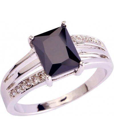 925 Sterling Silver Plated Emerald Cut Filled 10x12mm Amethyst Dainty Hollow Wedding Ring for Women C_Black US6 $4.79 Others