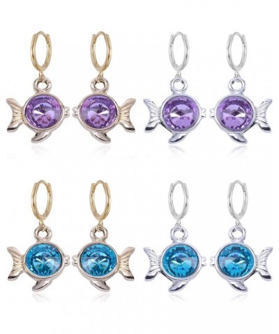 4 Pairs Charm Funny Lightweight Small Cute Goldfish Dangle Drop Earrings Unique Koi Fish Huggie Hoop Earrings for Women Girls...