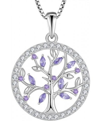 Tree Pendant Necklace for Women 925 Sterling Silver Tree of Life Birthstone Jewelry 02-Amethyst-Feb $31.20 Necklaces