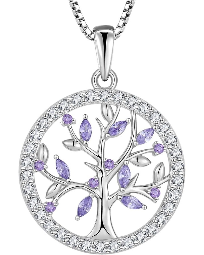 Tree Pendant Necklace for Women 925 Sterling Silver Tree of Life Birthstone Jewelry 02-Amethyst-Feb $31.20 Necklaces