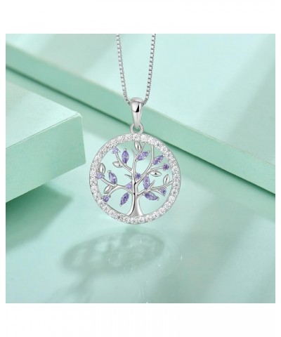 Tree Pendant Necklace for Women 925 Sterling Silver Tree of Life Birthstone Jewelry 02-Amethyst-Feb $31.20 Necklaces