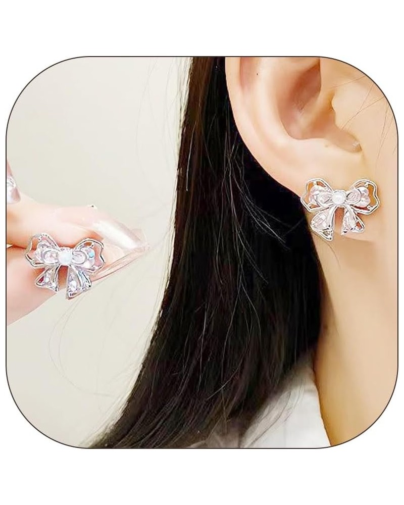 2Pairs Gold Bow Earrings for Women Trendy Ribbon Bow Stud Earrings Cute BowKnot Earrings Bow Jewelry Gifts for Teen Girls A:P...