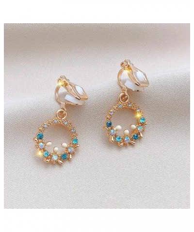 Women Earrings Flower Non-piercing Rhinestones Drop Earrings 1 Pair Stylish 11 $3.47 Earrings