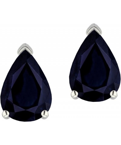 8x6mm Pear Shape Genuine Black Sapphire Classic Solitaire Drop Earring Studs 10kt Gold White Gold $138.44 Earrings