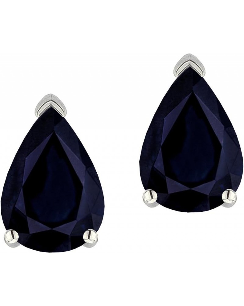 8x6mm Pear Shape Genuine Black Sapphire Classic Solitaire Drop Earring Studs 10kt Gold White Gold $138.44 Earrings