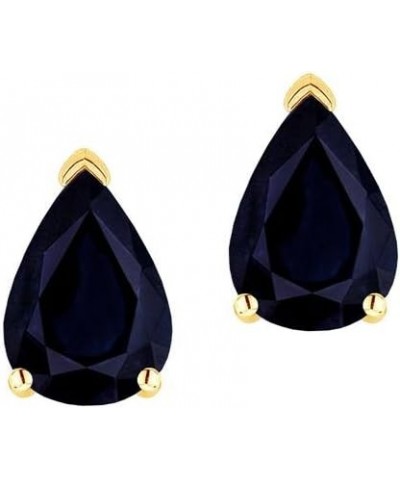 8x6mm Pear Shape Genuine Black Sapphire Classic Solitaire Drop Earring Studs 10kt Gold White Gold $138.44 Earrings