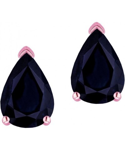 8x6mm Pear Shape Genuine Black Sapphire Classic Solitaire Drop Earring Studs 10kt Gold White Gold $138.44 Earrings