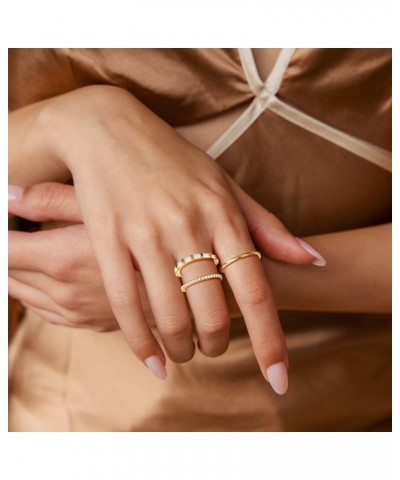 Gold Rings for Women, Dainty 14K Gold Plated Thin Rings Stackable Trendy 3PCS Band Ring for Women Cubic Zirconia Ring Set Fas...