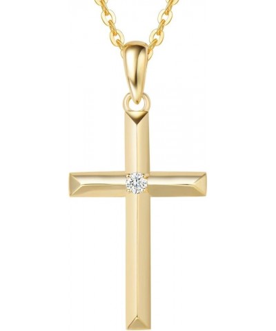 14k Solid Gold Small 0.025cttw Diamond Crucifix Cross Pendant Necklace Fine Jewelry Anniversary Birthday Gifts for Women Girl...