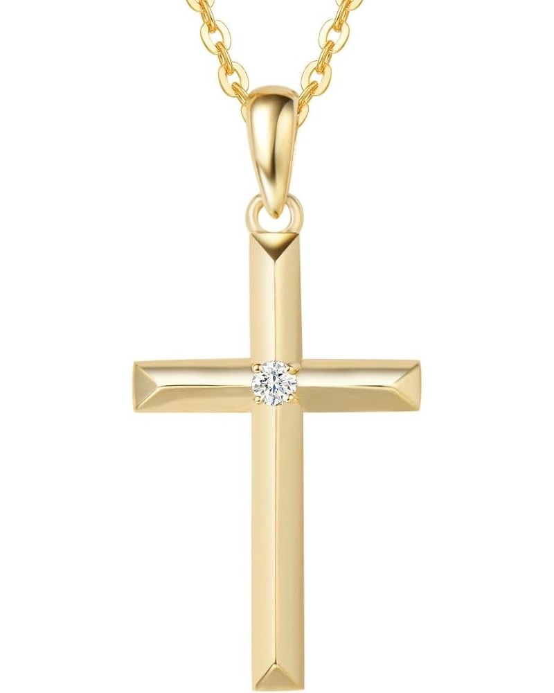 14k Solid Gold Small 0.025cttw Diamond Crucifix Cross Pendant Necklace Fine Jewelry Anniversary Birthday Gifts for Women Girl...