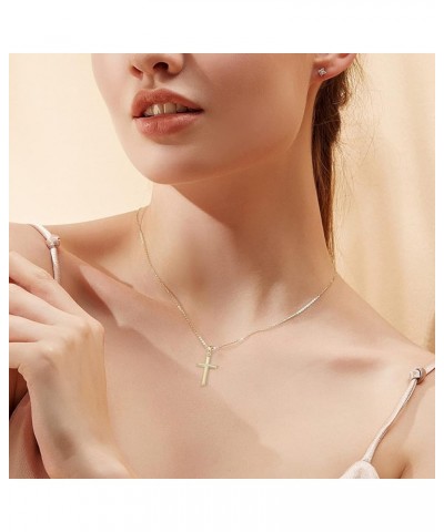 14k Solid Gold Small 0.025cttw Diamond Crucifix Cross Pendant Necklace Fine Jewelry Anniversary Birthday Gifts for Women Girl...