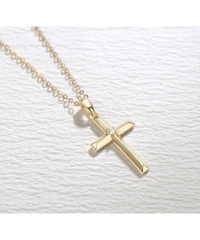 14k Solid Gold Small 0.025cttw Diamond Crucifix Cross Pendant Necklace Fine Jewelry Anniversary Birthday Gifts for Women Girl...