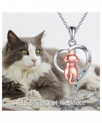 Cat Necklace 925 Sterling Silver Cat Lovers Jewelry Gifts for Women Girls 18 Cat necklace $15.58 Necklaces