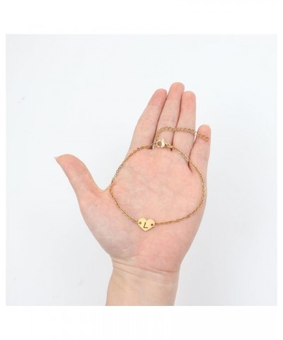 Dainty Heart Initial Bracelet For Women Girls,Classic 14K Gold Plated Chain Letter Charm Bracelet for Women Jewelry Gift L $8...