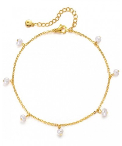 Anklets for Women Gold Foot Chain 18K Gold Filled Boho Beach Dainty Simple Minimalist Ankle Jewelry Pearl $8.54 Anklets