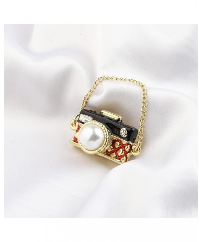 Photographer Gift Retro Camera with Chain Charm Brooch Pin Photography Jewelry Camera Lovers Enamel Pin CamerawithChainBrooch...