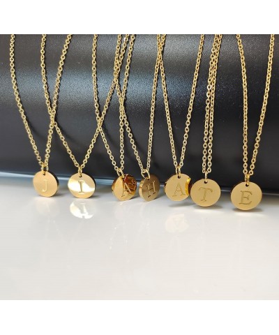 Gold Initial Letter Necklaces,Women Dainty Coin Disc Stainless Steel Alphabet Choker Pendant Necklace,Delicate Gold Tiny Mini...