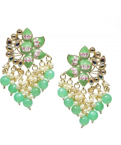 Traditional Bollywood Style Meenakari Gold Plated Indian Earrings For Women & Girls Green $10.39 Earrings