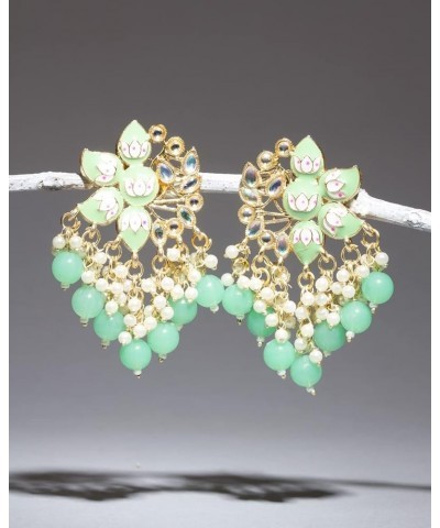 Traditional Bollywood Style Meenakari Gold Plated Indian Earrings For Women & Girls Green $10.39 Earrings