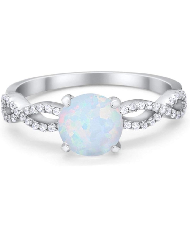 Infinity Shank Wedding Engagement Bridal Ring Round Cubic Zirconia 925 Sterling Silver Created White Opal $14.24 Rings