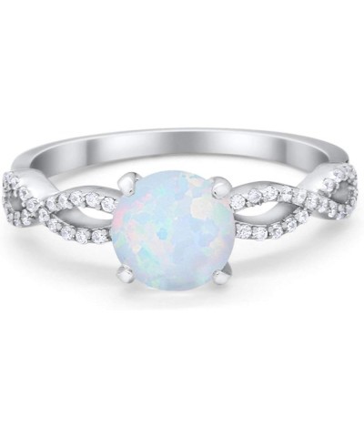 Infinity Shank Wedding Engagement Bridal Ring Round Cubic Zirconia 925 Sterling Silver Created White Opal $14.24 Rings