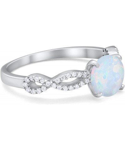 Infinity Shank Wedding Engagement Bridal Ring Round Cubic Zirconia 925 Sterling Silver Created White Opal $14.24 Rings