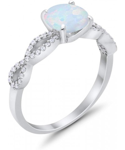 Infinity Shank Wedding Engagement Bridal Ring Round Cubic Zirconia 925 Sterling Silver Created White Opal $14.24 Rings