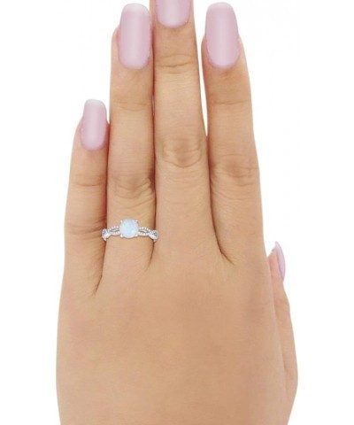 Infinity Shank Wedding Engagement Bridal Ring Round Cubic Zirconia 925 Sterling Silver Created White Opal $14.24 Rings