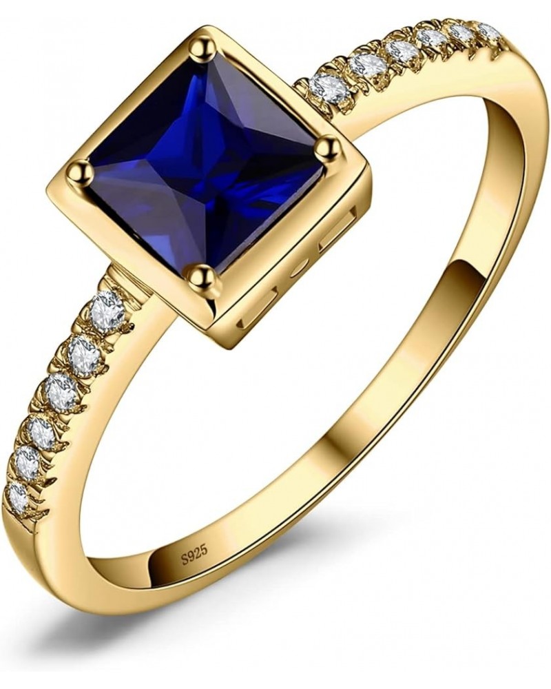 Square Cut 1ct Created Sapphire Simulated Emerald Solitaire Rings for Her, 14K White Yellow Rose Gold 925 Sterling Silver Pro...