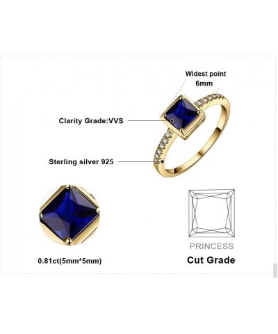 Square Cut 1ct Created Sapphire Simulated Emerald Solitaire Rings for Her, 14K White Yellow Rose Gold 925 Sterling Silver Pro...