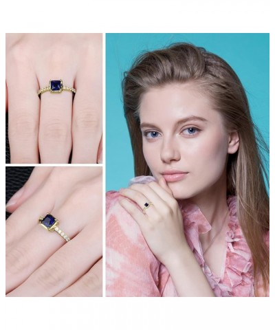 Square Cut 1ct Created Sapphire Simulated Emerald Solitaire Rings for Her, 14K White Yellow Rose Gold 925 Sterling Silver Pro...