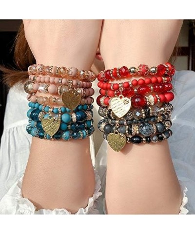 Stackable Bracelets for Women Multilayer Beaded Bracelets Stretch Bangles Bohemian Style Multicolor Tassel Strand Bracelets S...