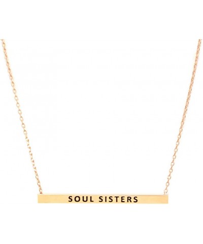 Women Gold Dipped Horizontal Inspirational Phrases Engraved Bar Pendant Necklace Soul Sisters-Rose Gold $9.68 Necklaces