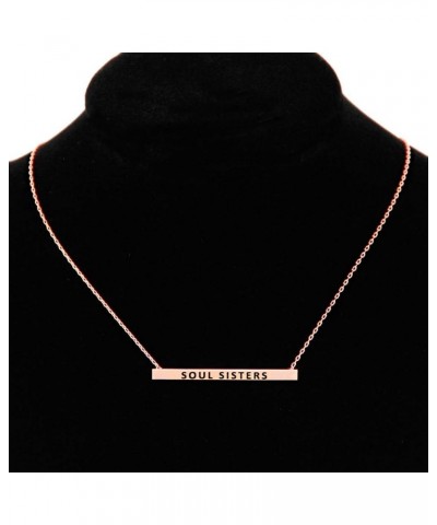 Women Gold Dipped Horizontal Inspirational Phrases Engraved Bar Pendant Necklace Soul Sisters-Rose Gold $9.68 Necklaces