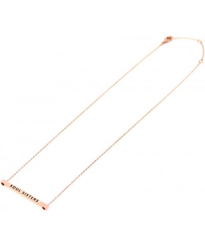 Women Gold Dipped Horizontal Inspirational Phrases Engraved Bar Pendant Necklace Soul Sisters-Rose Gold $9.68 Necklaces