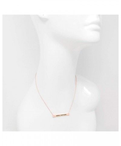 Women Gold Dipped Horizontal Inspirational Phrases Engraved Bar Pendant Necklace Soul Sisters-Rose Gold $9.68 Necklaces