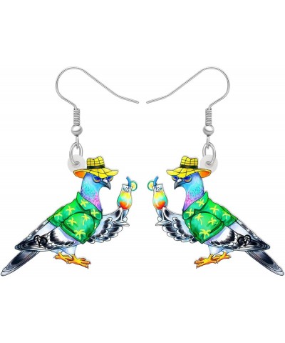 Acrylic Colorful Pigeon Earrings Dangle Fashion Animal Birds Jewelry for Women Teen Girls Charms Pigeons Gift Hawaii $7.01 Ea...