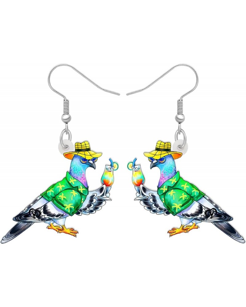 Acrylic Colorful Pigeon Earrings Dangle Fashion Animal Birds Jewelry for Women Teen Girls Charms Pigeons Gift Hawaii $7.01 Ea...