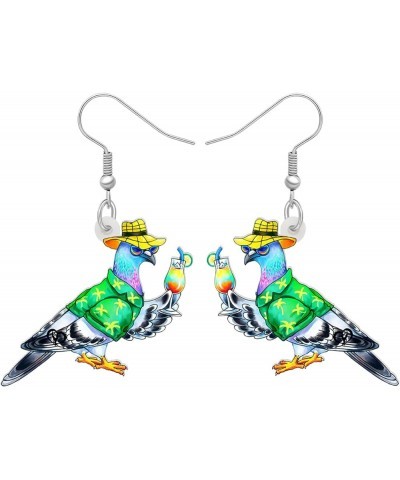 Acrylic Colorful Pigeon Earrings Dangle Fashion Animal Birds Jewelry for Women Teen Girls Charms Pigeons Gift Hawaii $7.01 Ea...