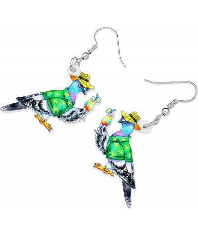 Acrylic Colorful Pigeon Earrings Dangle Fashion Animal Birds Jewelry for Women Teen Girls Charms Pigeons Gift Hawaii $7.01 Ea...