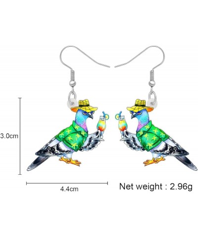 Acrylic Colorful Pigeon Earrings Dangle Fashion Animal Birds Jewelry for Women Teen Girls Charms Pigeons Gift Hawaii $7.01 Ea...