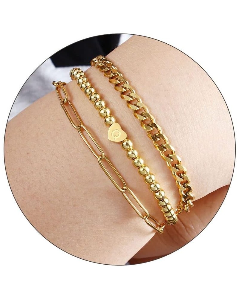 14K Gold Bracelets for Women Initial Bracelet Letter A-Z Layered Paperclip Link Chain Bracelets for Teen Girls Best Friend Bi...