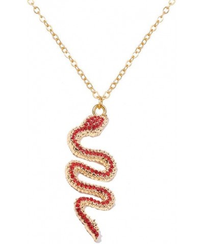 Snake Necklace for Women Men Colorful Zirconia Rhinestone Cobra Snake Animal Pendant Necklace Girls Cool Snake Jewelry Red $8...