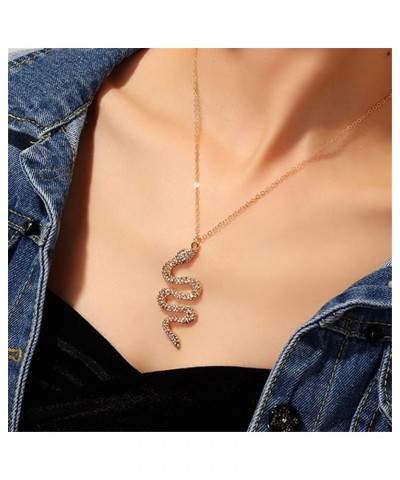 Snake Necklace for Women Men Colorful Zirconia Rhinestone Cobra Snake Animal Pendant Necklace Girls Cool Snake Jewelry Red $8...