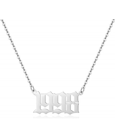 Birth Year Necklace for Women,Stainless Steel Birth Year Number Pendant Necklace Birthday Anniversary 1998 $7.13 Necklaces