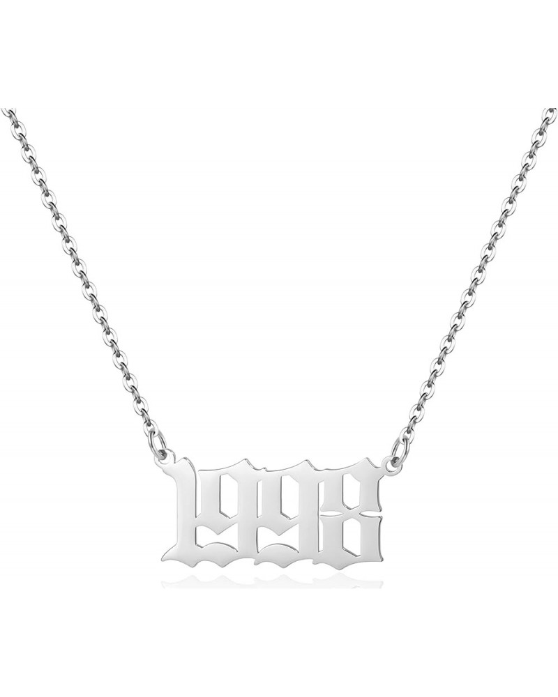 Birth Year Necklace for Women,Stainless Steel Birth Year Number Pendant Necklace Birthday Anniversary 1998 $7.13 Necklaces